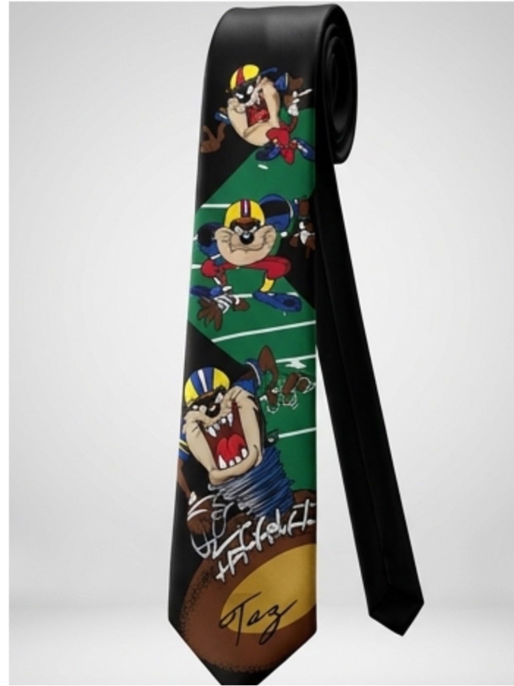 Warner Bros. Looney Tunes Mania Silk Tie in Black & Green with Multicolor Logo